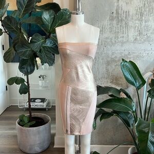 Herve Leger Strapless Dress Champagne